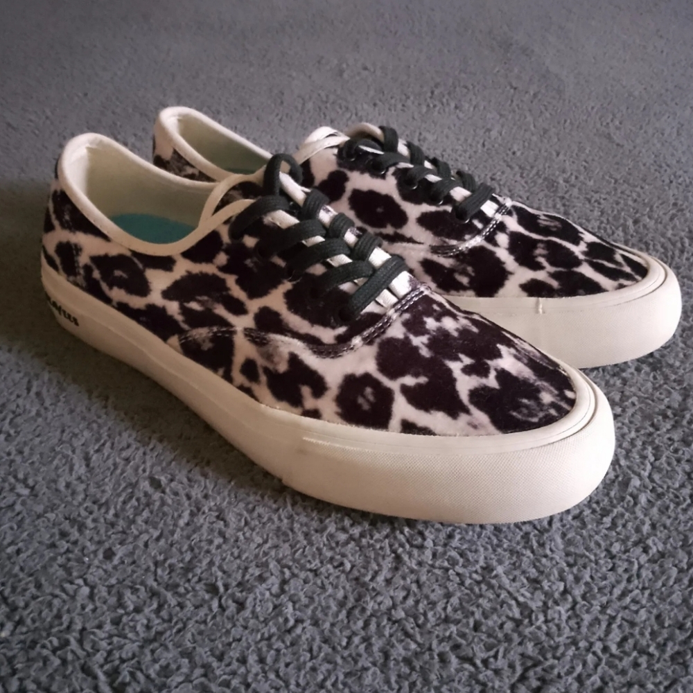 J. Crew Trainers Women's 7.5 White SeaVees Legend Black Leopard Print Velvet Low - Picture 4 of 12